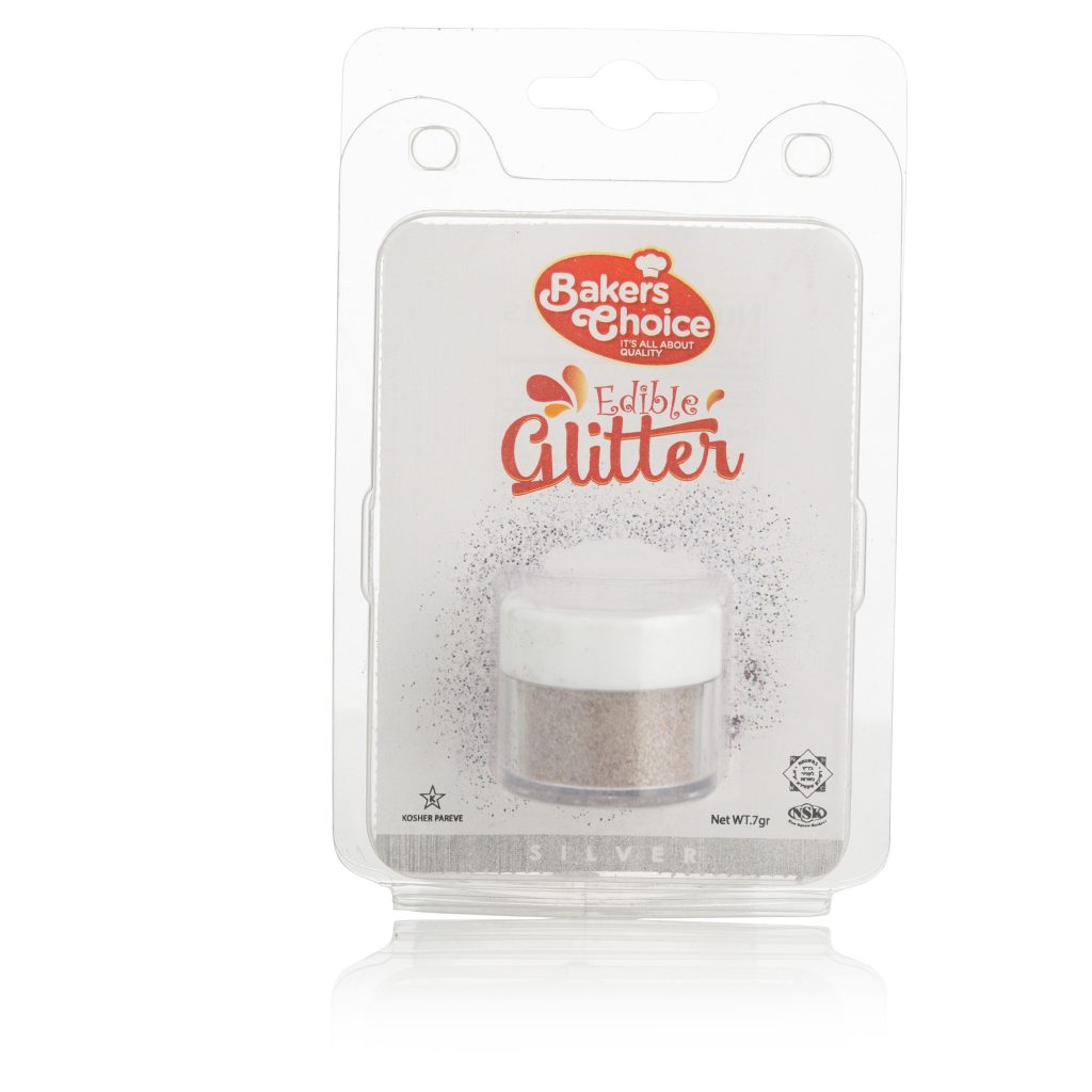 Baker's Choice Edible Glitter - Silver Edible Luster Dust - 4.8 grams -  Silver Edible Glitter For Cakes,Cookies,Cupcakes,Cake Pops,Chocolate and  Fondant - Dairy Free,Kosher - Bakers Choice